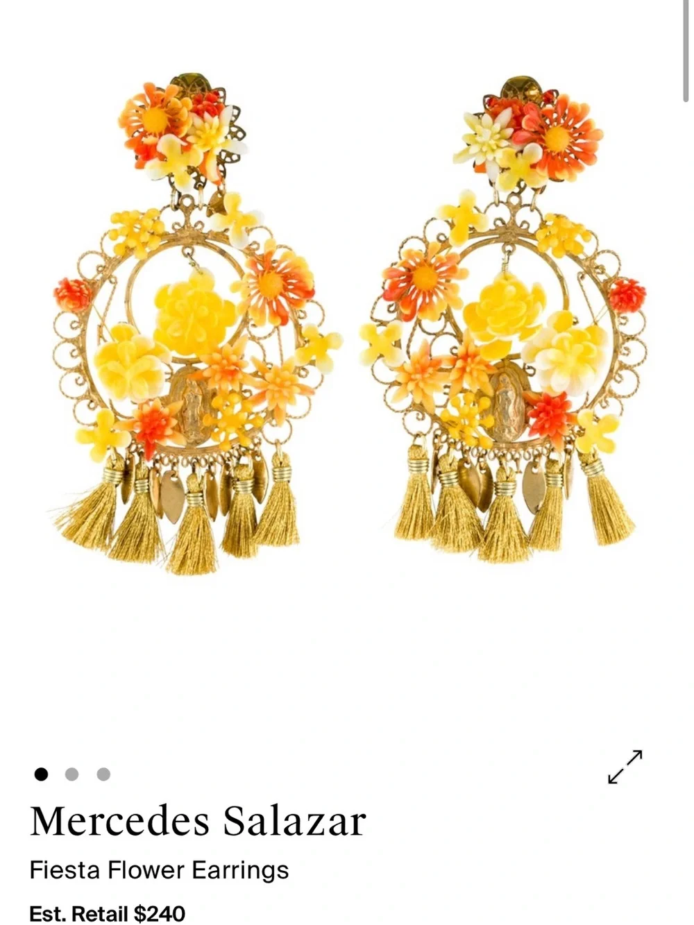 Mercedes Salazar Colorful Floral Statement Earrings - Colombian design handmade